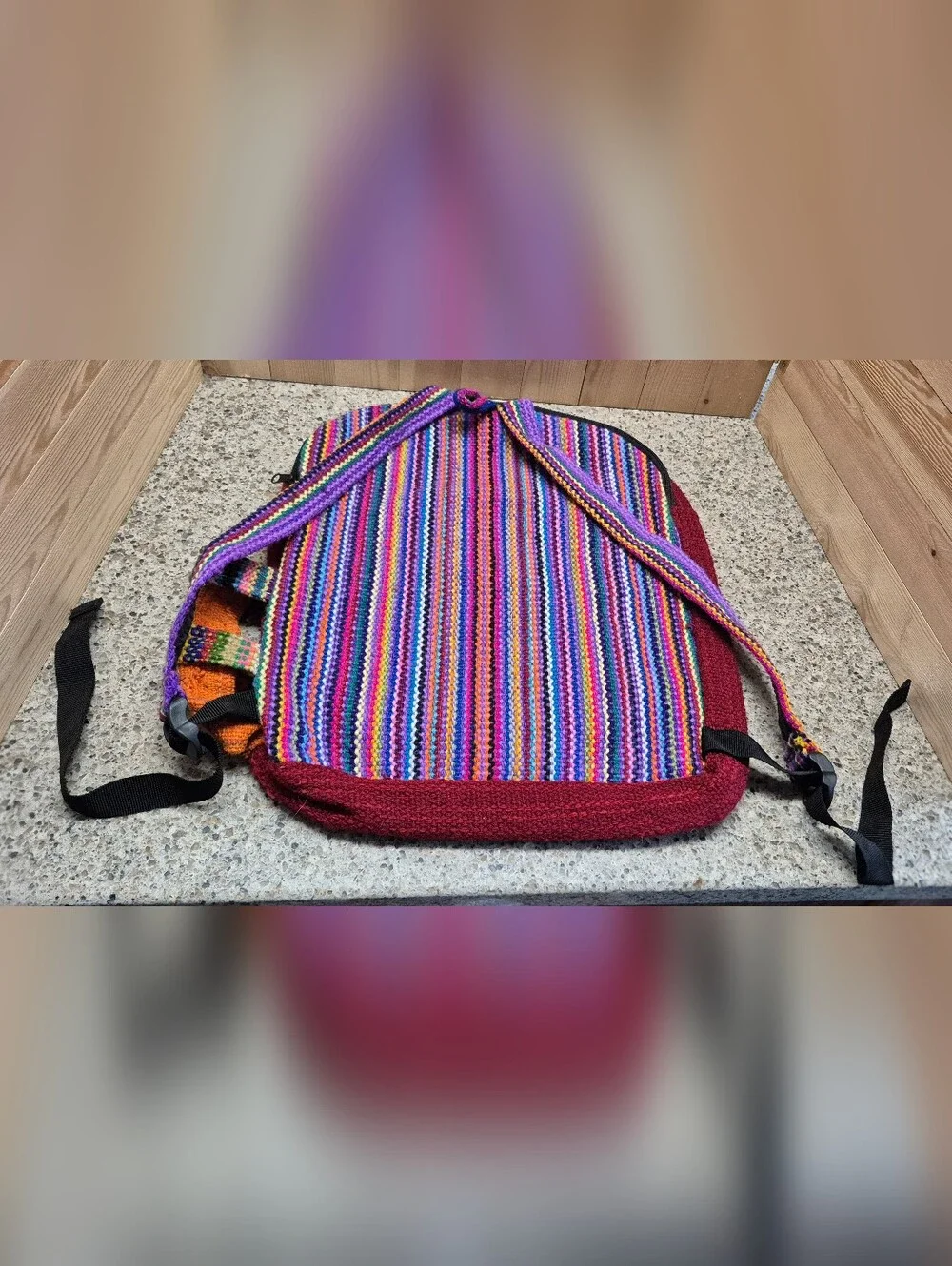 Peruvian Handwoven Backpack Boho Festival Colorful Striped Hippie Rucksack Bag